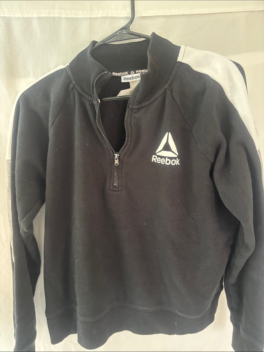 Reebok Womens Black Quarter-Zip Pullover with White Logo Pants as well. - Picture 1 of 10